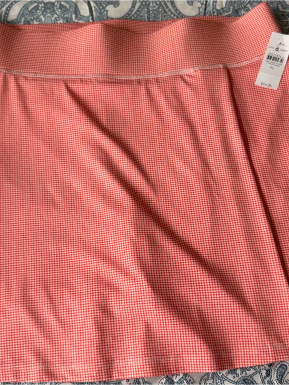 Lou & Grey Pink and White Gingham Skirt